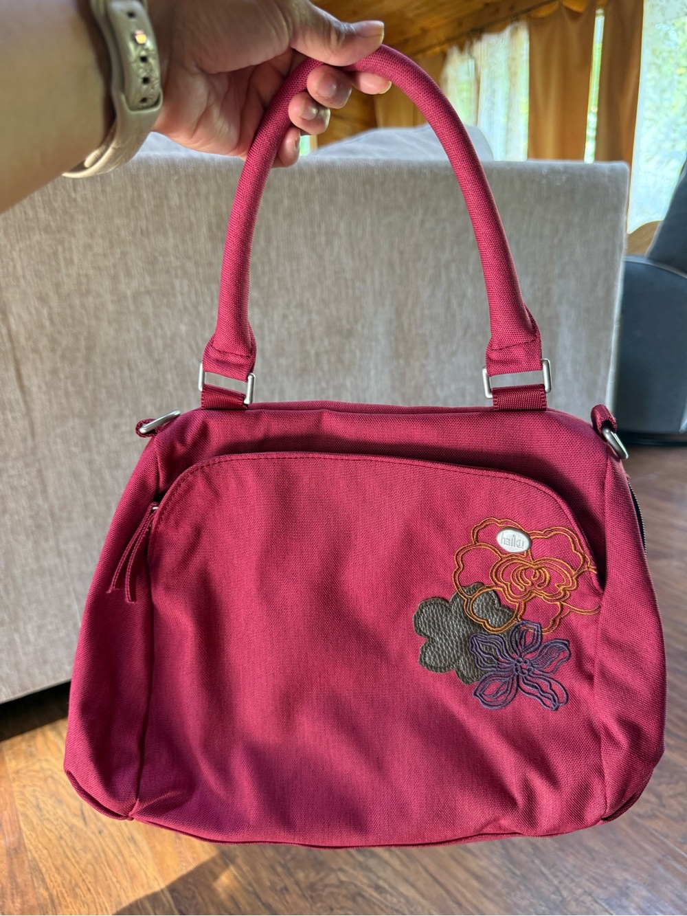 Haiku Floral Embroidered Tote Bag